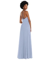 Women's Scoop Neck Convertible Tie-Strap Maxi Dress with Front Slit