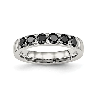 Chisel Stainless Steel Polished Cz 4mm Band Ring