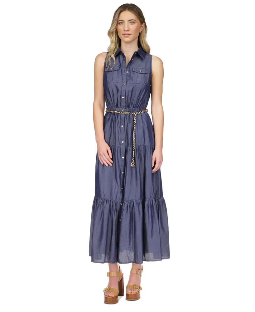 Michael Michael Kors Petite Tiered Maxi Shirtdress