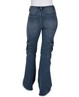 Indigo Rein Juniors' High-Rise Flare-Leg Cargo Jeans