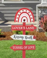 Glitzhome 41.75" H Valentine's Wooden Rainbow Word Sign Patch Yard Stake