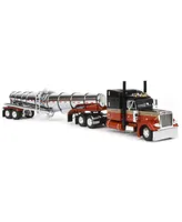 1/64 Burnt Orange Peterbilt w/ 63in Mid-Roof Sleeper & Polar Deep Drop Tanker, Dcp by First Gear