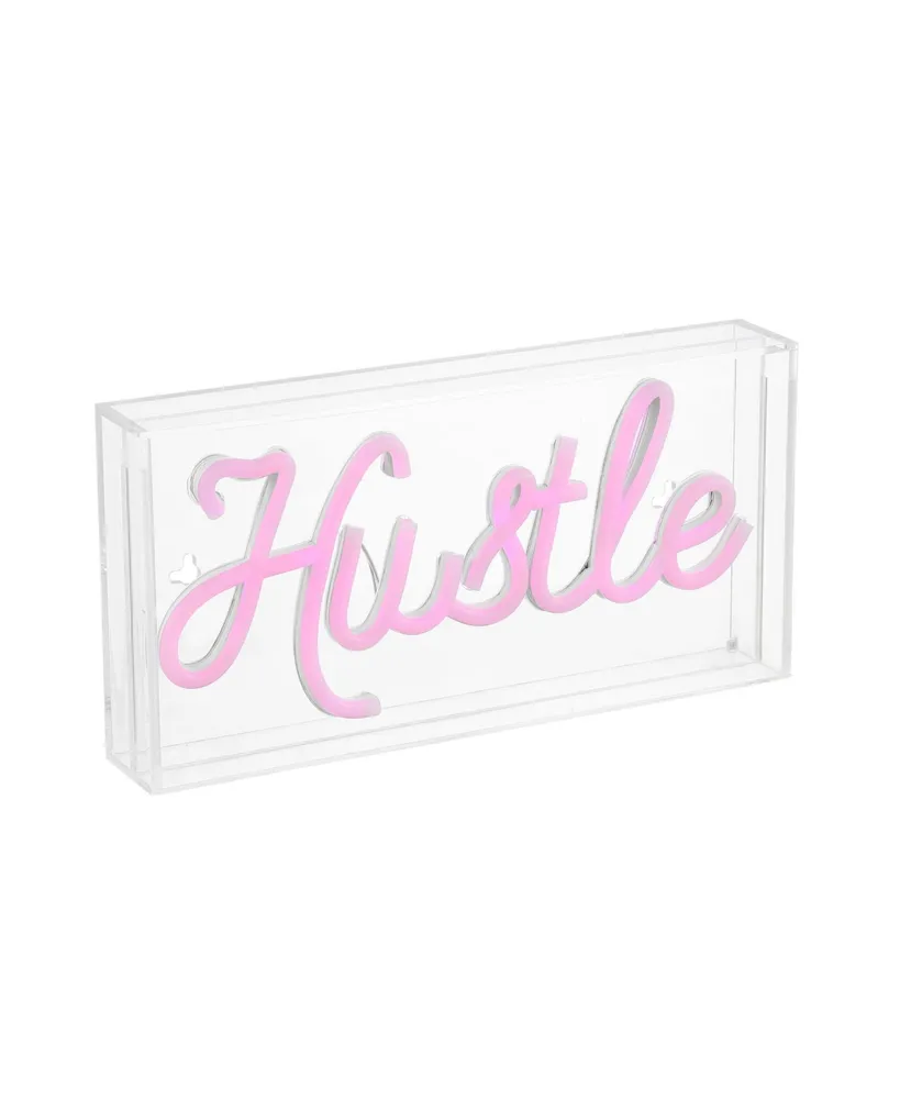 Jonathan Y Hustle Contemporary Glam Acrylic Box Usb Operated Led Neon Light Lamp