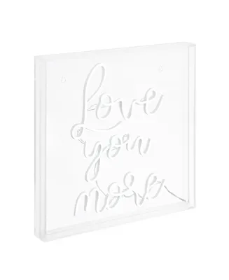 Love You More Square Contemporary Glam Acrylic Box Usb Operated Led Neon Light