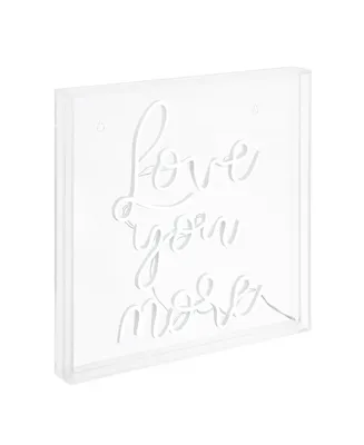 Jonathan Y Love You More Square Contemporary Glam Acrylic Box Usb Operated Led Neon Light