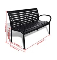 Patio Bench 49.2" Steel and Wpc Black