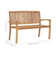 2-Seater Stacking Patio Bench 50.6" Solid Teak Wood