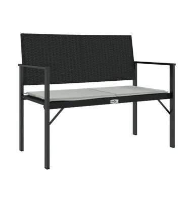 2-Seater Patio Bench with Cushion Poly Rattan