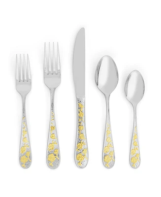 Orchid Gold-Tone 5 Piece Flatware Set