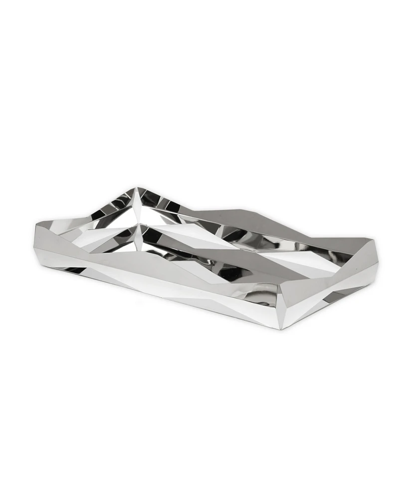 Classic Touch Stainless Steel Oblong Tray with V Design, 15.75" L