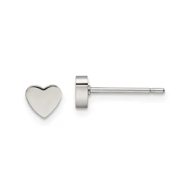 Chisel Stainless Steel Polished Heart Earrings