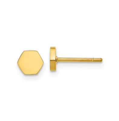 Chisel Stainless Steel Polished Yellow Ip-plated Hexagon Earrings