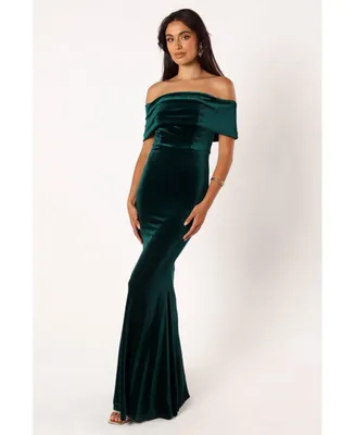 Women's Adair Off Shoulder Maxi Dress - Emerald Green
