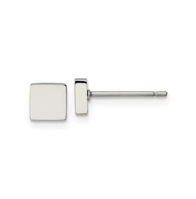 Chisel Stainless Steel Polished Square Earrings