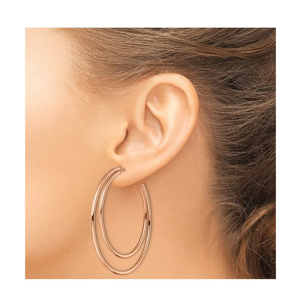 Chisel Stainless Steel Polished Rose Ip-plated Hoop Earrings