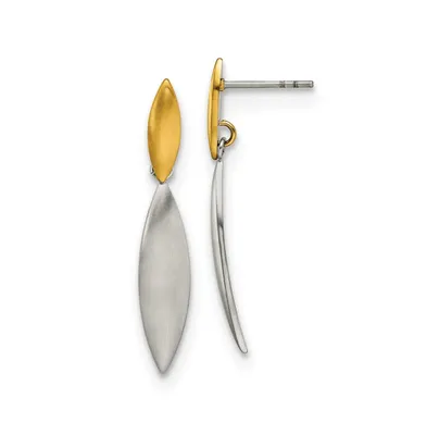 Chisel Stainless Steel Brushed Yellow Ip-plated Dangle Earrings