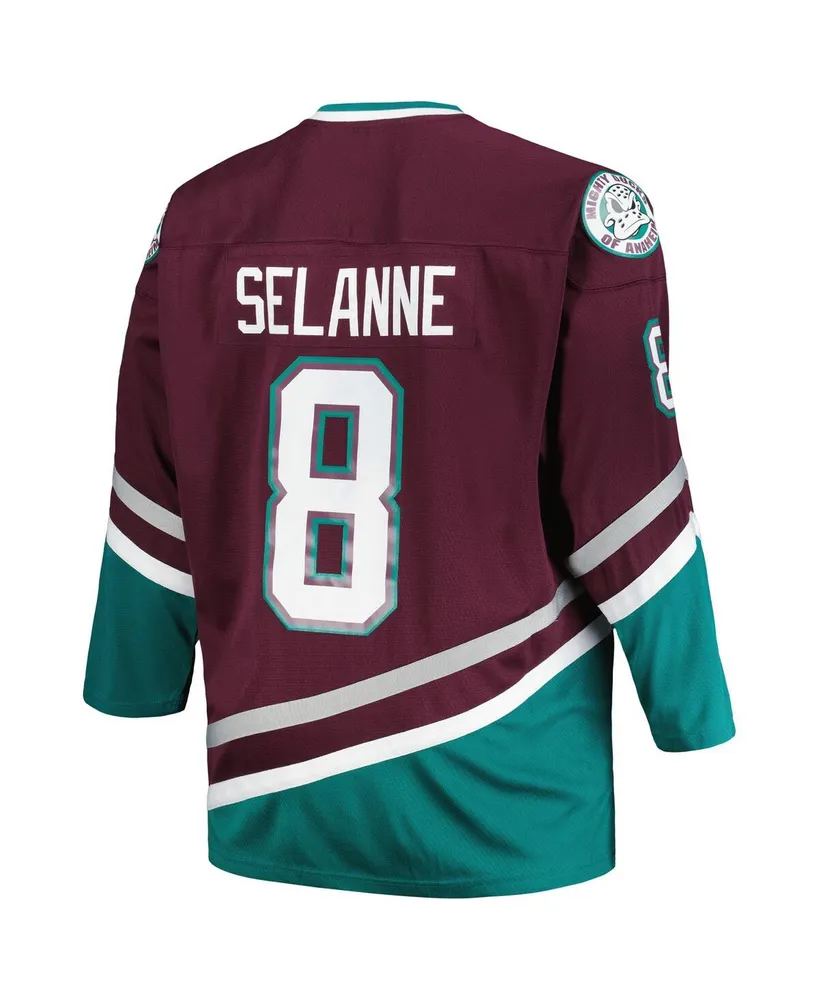 Men's Mitchell & Ness Teemu Selanne Purple Anaheim Ducks Big and Tall Blue Line Player Jersey