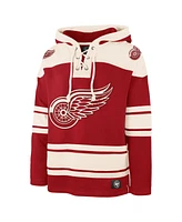 Men's '47 Brand Red Detroit Wings Big and Tall Superior Lacer Pullover Hoodie