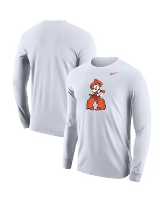 Men's Nike White Oklahoma State Cowboys Fuzzy Chaps Long Sleeve T-shirt