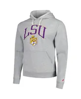 Men's League Collegiate Wear Heather Gray Distressed Lsu Tigers Tall Arch Essential Pullover Hoodie