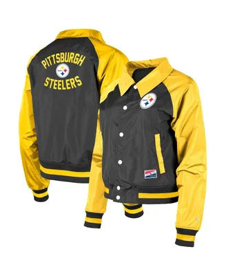 Women's New Era Black Pittsburgh Steelers Coaches Raglan Full-Snap Jacket