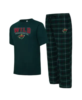 Men's Concepts Sport Green, Black Minnesota Wild Arctic T-shirt and Pajama Pants Sleep Set