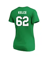 Women's Fanatics Jason Kelce Kelly Green Philadelphia Eagles Plus Size Throwback Player Name and Number V-Neck T-shirt