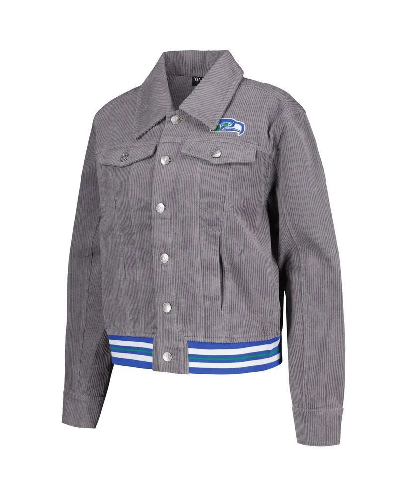 Women's The Wild Collective Purple Seattle Seahawks Corduroy Button-Up Jacket