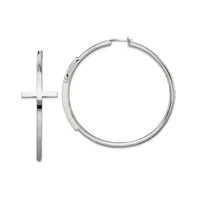 Chisel Stainless Steel Polished Large Cross Hoop Earrings