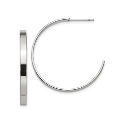 Chisel Stainless Steel Polished Diameter J Hoop Earrings