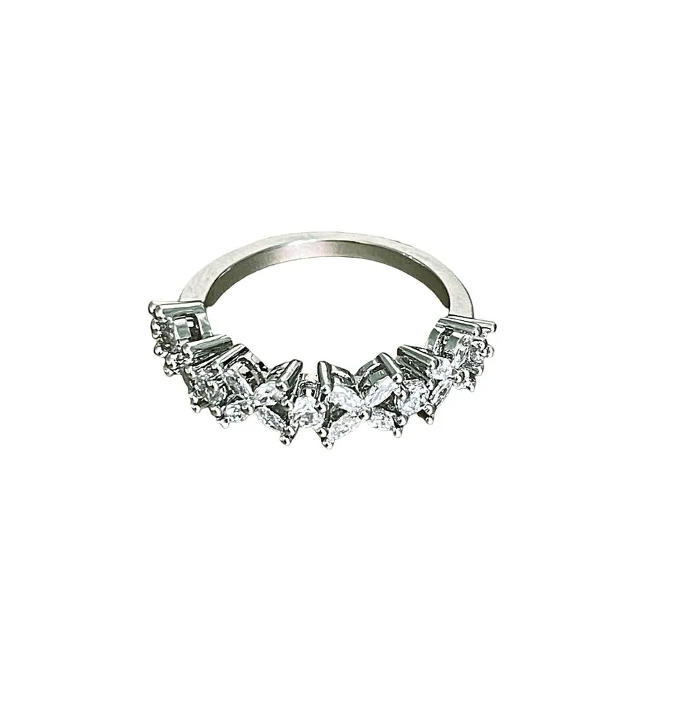 Xo Ring with Round and Marquise Cut White Diamond Cubic Zirconia