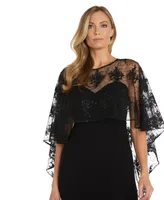 R & M Richards Women's Embellished-Capelet Gown
