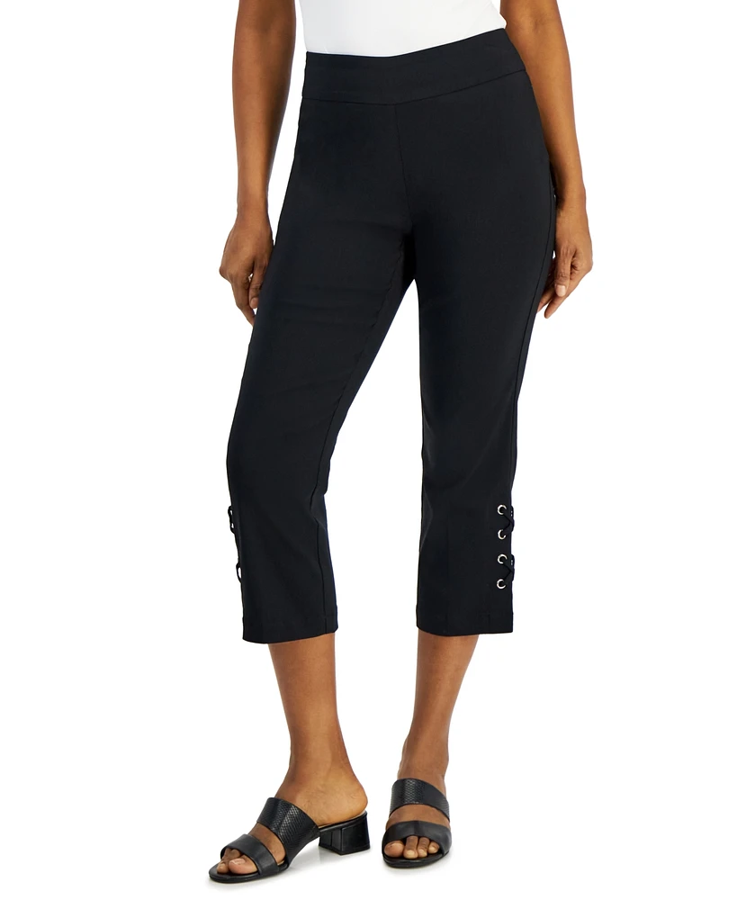 Jm Collection Petite Side-Lace-Up Capri Pants, Created for Macy's