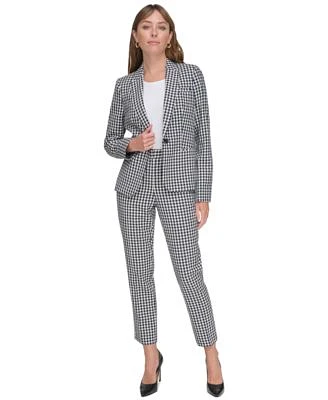 Tommy Hilfiger Womens Gingham One Button Blazer Sloane Gingham Ankle Pants