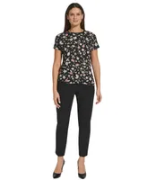 Tommy Hilfiger Women's Mixed-Media Floral-Print Top