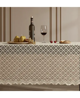 Hlc.me Alona Lace Fabric Tablecloth, Lace Fabric Table Cloth for Rectangle Tables, Wrinkle Resistant Tablecloth