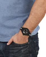 Versus Versace Men's Reale Three Hand Date Black Leather Watch 44mm