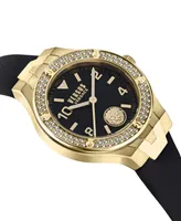Versus Versace Women's Vittoria Three Hand Black Leather Watch 38mm