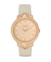 Versus Versace Women's Mouffetard Two Hand Beige Leather Watch 38mm