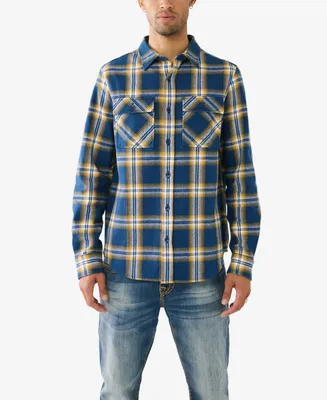 True Religion Men's Long Sleeves Workwear Plaid Shirt