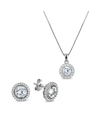 5A Cubic Zirconia Round Pendant Necklace and Earrings Set