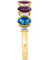 Effy Multi-Gemstone (1 ct. t.w.) & Diamond (1/6 ct. t.w.) Five Stone Ring in 14k Gold