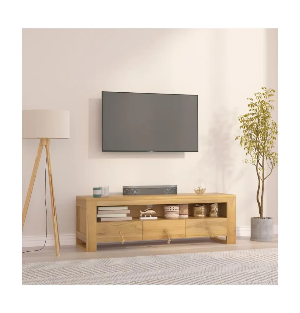 Tv Stand 43.3"x11.8"x13.8" Solid Wood Teak