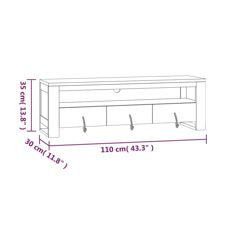 Tv Stand 43.3"x11.8"x13.8" Solid Wood Teak