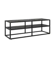 Tv Stand Black with Black Marble Glass 47.2"x15.7"x15.7"