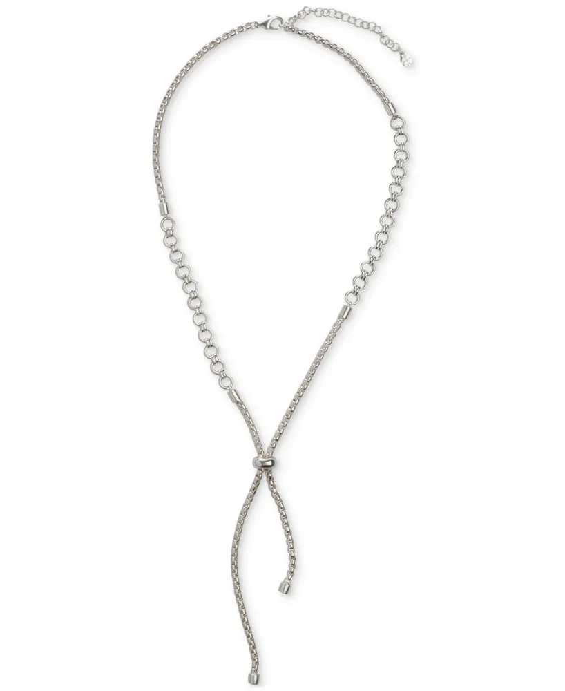 Lucky Brand Silver-Tone Chain Lariat Necklace, 20" + 3" extender