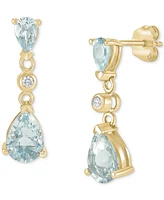 Aquamarine (1-1/2 ct. t.w.) & Diamond Accent Teardrop Chain Drop Earrings in 14k Gold