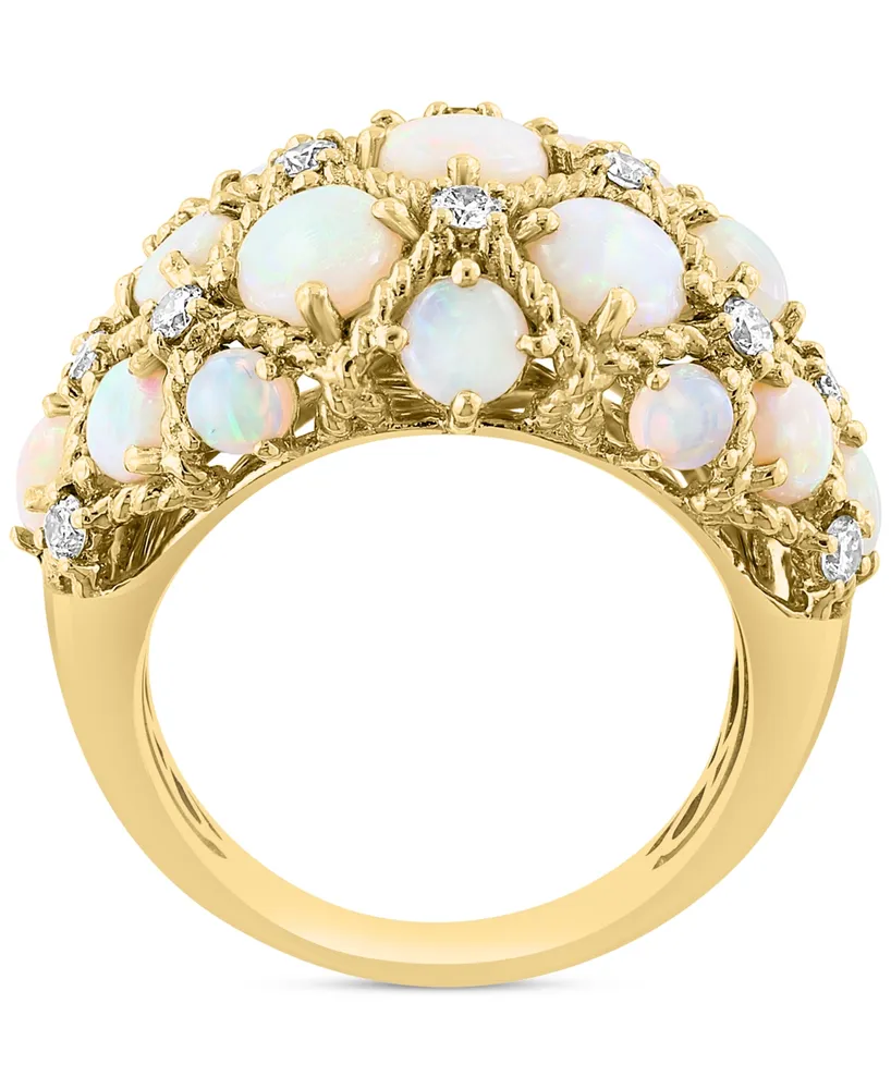 Effy Opal (5-5/8 ct. t.w.) & Diamond (1/2 ct. t.w.) Lattice Cluster Ring in 14k Gold