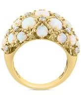 Effy Opal (5-5/8 ct. t.w.) & Diamond (1/2 ct. t.w.) Lattice Cluster Ring in 14k Gold