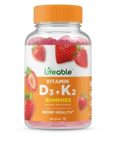 Lifeable Vitamin D3 + K2 Gummies - Bone Health And Immunity - Great Tasting Natural Flavor, Dietary Supplement Vitamins - 60 Gummies